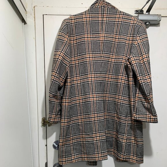 LORO PIANA & C. FABRIC MADE IN ITALY PLAID TWEED TRENCH COATS SIZE L - Picture 5 of 15